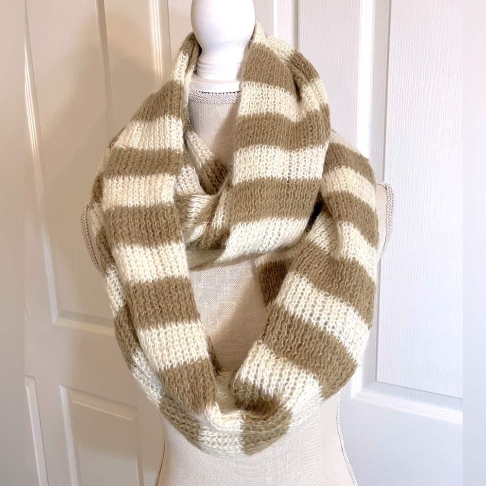 Brown and cream striped iknit infinity scarf, Rampage